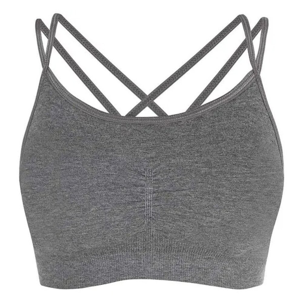 SWEATY BETTY Brahma Padded Yoga Bra, Grey, Size Large